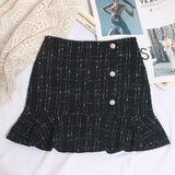 2025 New Autumn And Winter Lattice Coarse Flowers Of The Half-Body Skirt High Waist A Word-Bow Irregular Fishtail Skirt 8876 HZ1208