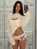 Daily Knitted Printing Set Of Female Letter Printing Design Youthful Vitality Sexy And Simple Wind Coat HZ1208