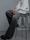 Wearing Gradient Straight Jeans Women Loose Broad Legs Fashion Trend Niche Design Personality Wear HZ1208