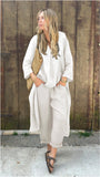 2025 Explosion. Women's Casual Cotton Set Long-Sleeved Round Collar Trousers Casual Set HZ1208