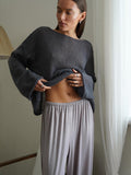 Autumn New Hollow Knitted Top 2025 New Round Collar Perspective Thin Sweater Woman HZ1208