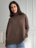 Autumn And Winter Pure Color Turtleneck Sweater Hot Selling Burst Comfortable Loose Basic Jacket Sweater Woman HZ1208