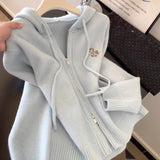 Autumn/Winter 2025 New Retro Buckle Design High-Necked Ladies Knitted Cardigan Pure Color Ocean Sweater Fashion HZ1208
