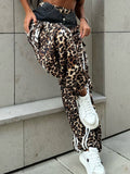 Autumn New Sports Leopard Spliced Casual Pants Women Mid-Loose Trousers Casual Breathable Trousers HZ1208