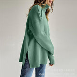 New High-Necked Sweater For Autumn/Winter 2025 Women Selling Open-Fork Knitted Shirt Design Soft Tops Ins HZ1208