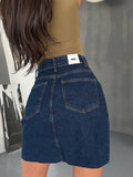 Personality Trend Hottie Retro Washing Water High Waist Side Open Zipper Denim Short Skirt A Word Half Skirt HZ1208