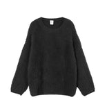 Hot Selling Pure Color Imitation Marten Netted Round Sweater Women 2025 New Soft Knitting Base Model HZ1208