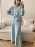 Hot Loose Knitting Suit Women 2025 Autumn And Winter New Round-Neck Sweater + Fishtail Skirt Real Shot HZ1208