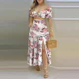 2025 Autumn New Fashion Impact Printing Vest High-Waist Open Fork Dress Set 661 HZ1208
