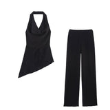 Quality Asymmetric Blouse 0347302 Textured Trousers 0347303 Set HZ1208
