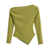 Autumn New Asymmetrical Elastic Repair Fashion Blouse 3644328 HZ1208