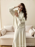 Hot Loose Knitted Suit Women 2025 Autumn And Winter New Zipper Sweater + Fishtail Skirt HZ1208