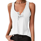 2025 Hot Sale Solid Color Sexy Inside And Outside Wearing Threaded Vest Press Buckle Bottom Top T-Shirt Women's Clothing HZ1208