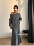 New Elegant Knitted Suit Women's Shoulder Sweater Tops In Autumn And Winter 2025 HZ1208