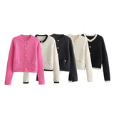 2025 Spring Button Knitted Cardigan Coat Small Scented Women's Sweater 6427034 HZ1208