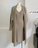 New Knitted Suit For Autumn/Winter 2025 Women's Elegant Vest Dress + Long Open Shirt Jacket Hot HZ1208