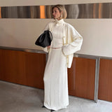 New Sen Series V-Neck Cardigan With High-Waisted Long Skirt Knitting Suit Women's Fashion Slim Slim Retro Temperament HZ1208