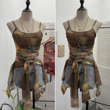 Millennial Babes Tie-Dye Net Yarn Sunscreen Cardigan Two Sets Of Sling Vest + Long-Sleeved Shirt Top 8056 HZ1208