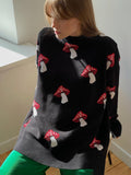 Casual Temperament Women's Loose Lazy Languid Mushroom Prints Sleeve Sweater Women's Autumn Casual HZ1208