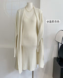 New Knitted Suit For Autumn/Winter 2025 Women's Elegant Vest Dress + Long Open Shirt Jacket Hot HZ1208