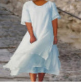 2025 Fashion And Casual Double-Edecker Short-Sleeved Round Dress HZ1208