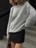 Loose Lazy Wind Wool Sweater Woman 2025 Dress Bag Loose Knitted Shirt Long-Sleeved Top HZ1208