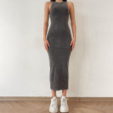 2025 Rib-Dress Dress Body-Body-Skinny Vest Sleeveless One-Step Skirt Babes HZ1208