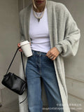 Autumn/Winter 2025 New Long Imitation Sting Cardigan Women Hot Selling Lazy Wind Knitted Sweater With Belt HZ1208