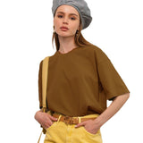 2025 Hot Summer T-Shirt Women's Pure Cotton 16-Color Basic Loose Top Ins Soft T-Shirt HZ1208