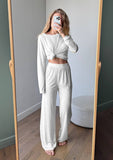 2025 Lazy Wind Perspective Loose Long Open Shirt Plus Short Skirt Suit Women's Jersey Trousers Two Sets HZ1208