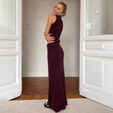 Elegant Women's Dress New Sleeveless High-Collar Knitted Vest Hip Dress Fashion Suit Woman HZ1208