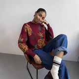Autumn/Winter 2025 New Round-Neck Sweater Flower Weaving Loose Soft Knitted T-Shirt Women's Clothing HZ1208