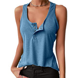 2025 Hot Sale Solid Color Sexy Inside And Outside Wearing Threaded Vest Press Buckle Bottom Top T-Shirt Women's Clothing HZ1208