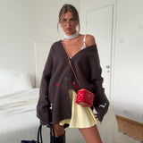 Hottie Wool Single Buckle Dachshund Dachshund Dog Embroidered Sweater Coat Trend Fashion Personality Women's Loose Leisure HZ1208