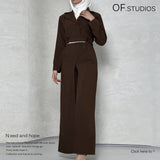 25 Autumn New Double Irregular Pants + Short Coat Top Fashion Casual Set Women 1815 HZ1208