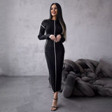 Famous Wind Autumn And Winter New Bright Line Decoration Knitted Dress Waist Holiday Dress High Sense HZ1208