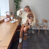 Elegant Wind Solid Color Knitted Dress Female Spring And Autumn Temperament Waist Long Sleeve Long Skirt HZ1208