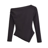 Autumn New Asymmetrical Elastic Repair Fashion Blouse 3644328 HZ1208