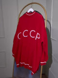 CCCP Red Small Round Collar Sweater Women Loose Retro Knitted Shirt Autumn And Winter Hooded Blouse HZ1208