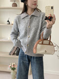 The New Languid Languid Knitted Sweater Jacket For The Women's Autumn/Winter 2025 Languid Collar Knitted Shirt HZ1208