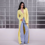 Autumn Long Hollow Knitted Coat Women Slim Thin Casual Fashion Party Out Of The Street Temperament HZ1208