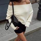 Fashion Sense Elastic Towel Cloth Shoulder Double Sweater Cover Autumn And Winter Loose Leisure Lazy Wind HZ1208