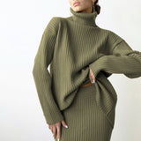 Pit Bar Half-Dress High-Necked Sweater Suit Women Loose Warm Jacket Sweater Two Sets Of Burst HZ1208