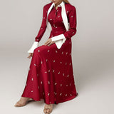 2025 French Collar Long Sleeve New Women's Temperament Elegant Long Dress HZ1208