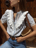 2025 Korean Version Of The Summer New Women's Short-Sleeved Sweet Loose Simple Shirt Top HZ1208