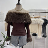 Hottie Sexy Tset Blouse Irregular Cowboy Splicing Mesh Yarn Tie With Short T-Shirt 6105 HZ1208