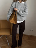 Loose Lazy Wind Wool Sweater Woman 2025 Dress Bag Loose Knitted Shirt Long-Sleeved Top HZ1208