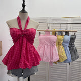 2025 New Autumn And Winter Lattice Coarse Flowers Of The Half-Body Skirt High Waist A Word-Bow Irregular Fishtail Skirt 8876 HZ1208