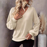 V-Neck 2025 Autumn/Winter T-Shirt Blouse Casual Fashion Elegant And Comfortable Knitwear HZ1208