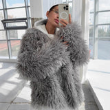 2025 Winter Fashion Faux Fur Coat Women's Loose Soft Thicker Coat HZ1208